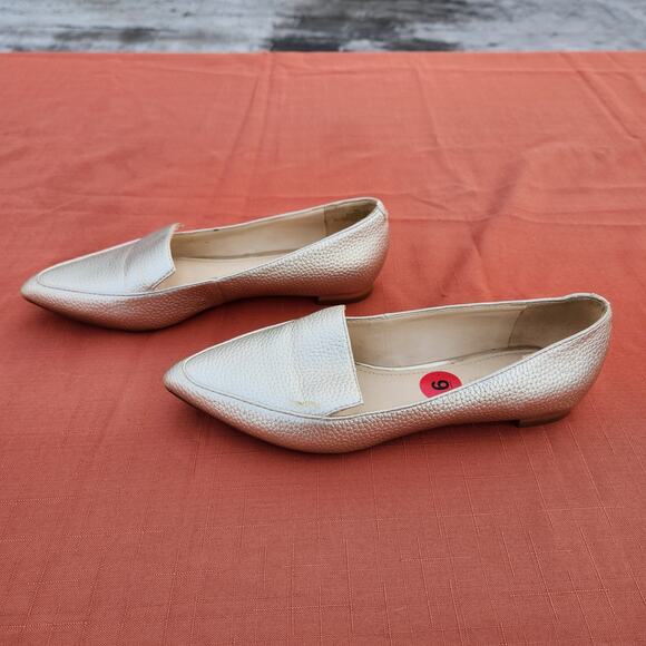 Nine West Size 6M Abay Womens Gold Metallic Pointed Toe Flats Shoes Workwear - Picture 5 of 10